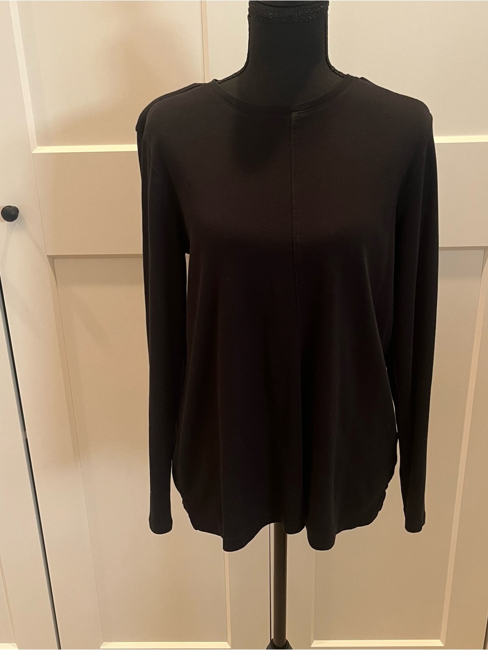 J. Jill Black Long-Sleeve Women's Crew Neck Tee Fall Basic in Soft Pima Cotton M